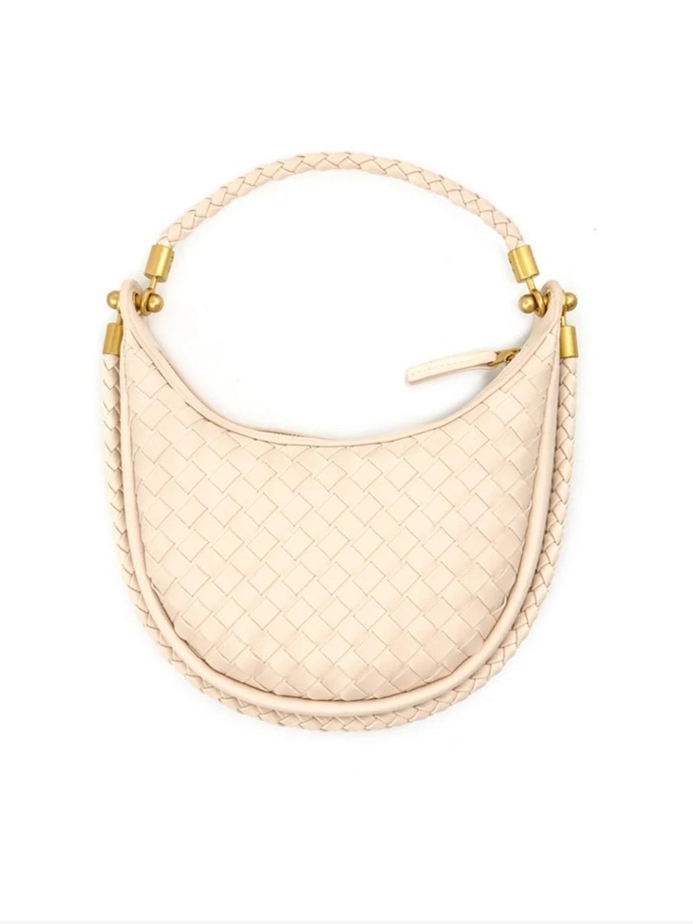 BC Bags Mini Woven Cream Hobo Bag